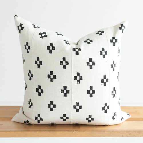 mud cloth throw pillow white and black