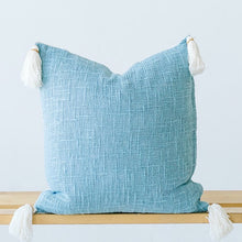 Load image into Gallery viewer, blue decorative throw pillow farmhouse