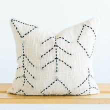 Load image into Gallery viewer, handwoven throw pillows white with black stitching