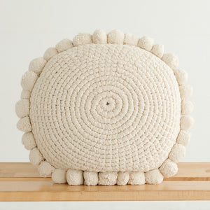 cream circle throw pillow cover for bed