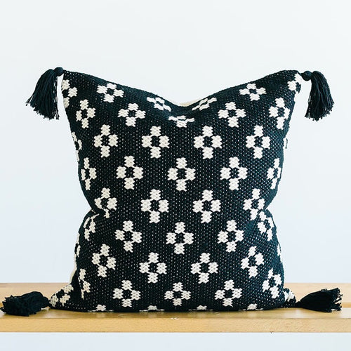 black and white throw pillow cover for bed or couch