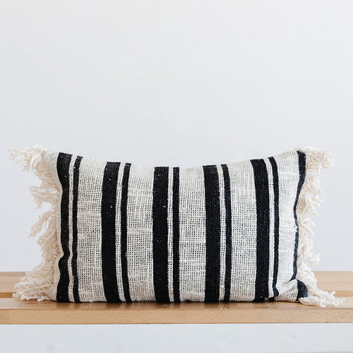 lumbar throw pillow with stripes