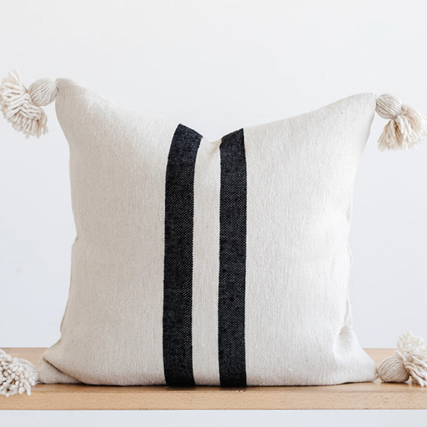 handmade throw pillows with black stripes