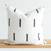 Load image into Gallery viewer, white mud cloth pillow with black print